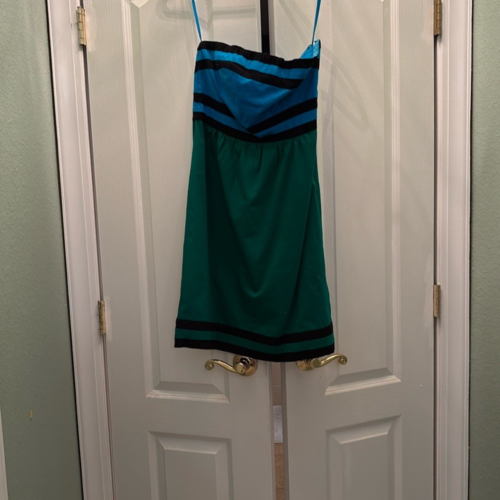 Blue and Green Striped Dress